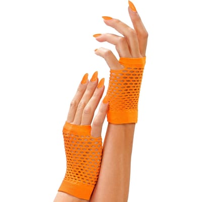Gants en Maille Orange Néon Disco