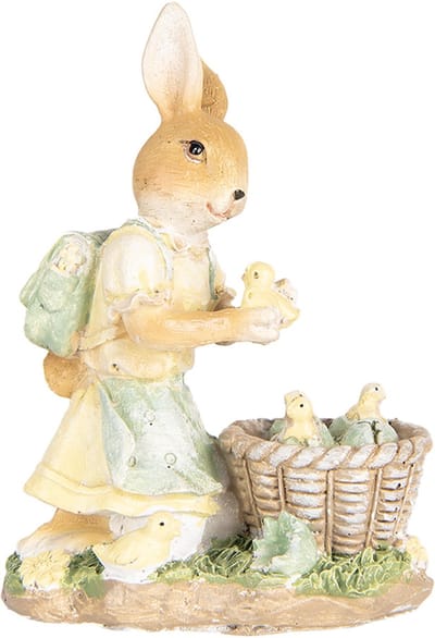 Clayre & Eef Decoratie Beeld Konijn 10x6x13 cm Beige Kunststof