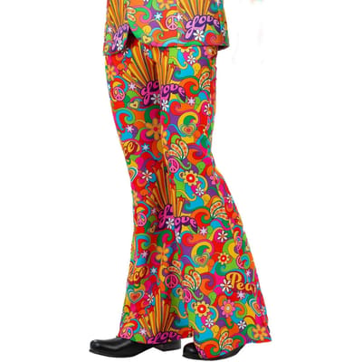 Smiffys Mens Rainbow Peace Costume Flared Trousers L noir