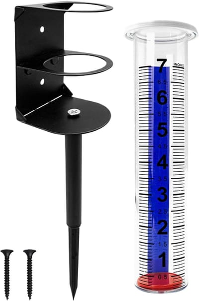 Regenmeter Met Standaard - Neerslagmeter Tuin - Weer Meten - Gemakkelijk Afleesbaar - 25 cm Hoog - Transparant Zwart