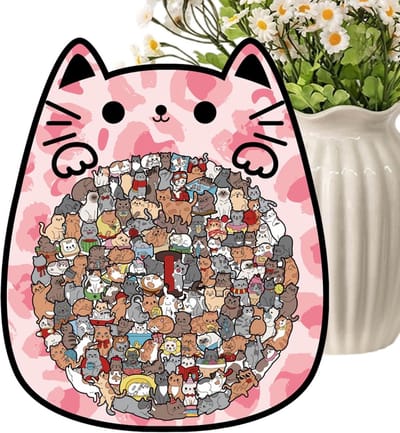 Houten Puzzels Volwassenen - Dieren Legpuzzels - Creatief Ontspannen - Uniek Katvormig Ontwerp - 28.8 x 25.6 cm