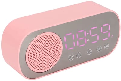 Allecto - Roze wekker - Bluetooth luidspreker - Spiegelscherm - Roze - FM-radio - Digitale klok - Geschikt voor meisjes - Roze