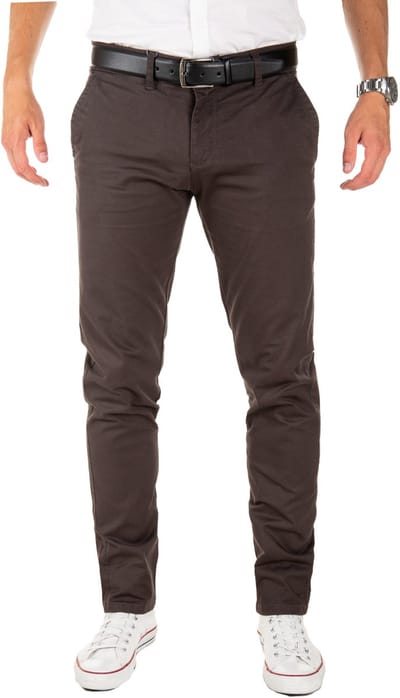 Yazubi Heren Chinobroek Dustin – Inclusief riem – Slim Fit – Katoen Stretch – Donkergrijs – Met riem & 5-pocket