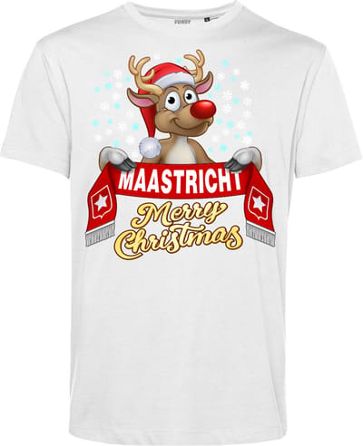 T-shirt Maastricht | Foute Kersttrui Dames Heren | Kerstcadeau | MVV supporter | Wit | maat XS