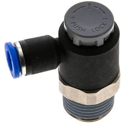 L-stuk Regelventiel 8 mm - R1/2'' Regeling-Uit Messing/Nylon Borgmoer