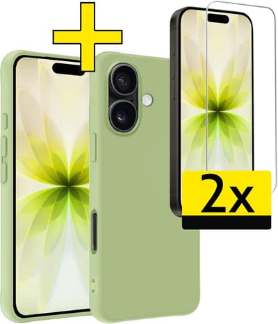 Hoesje - Met 2x Screenprotector - Geschikt voor Apple iPhone 17 - Sterk & Shockproof - Back Cover - Siliconen Case - Telefoon Hoes - Telefoonhoesjes - Groen