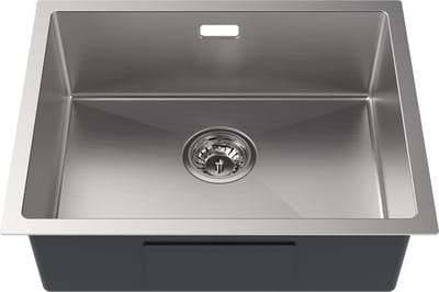 Auralum Pro Max Spoelbak RVS 55x44cm - Spoelbak Keuken - Keuken gootsteen - Enkele spoelbakken Met sifon - afvoer en overloopset