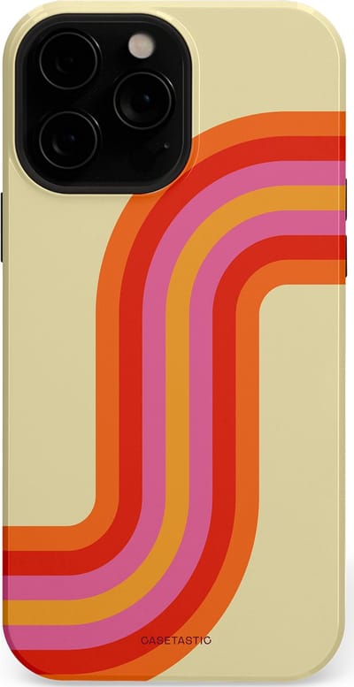 Casetastic hoesje geschikt voor Apple iPhone 13 Pro Max - MagSafe - Dubbellaagse bescherming - Retro bocht - Fashion Case - Zand Rood Oranje Roze
