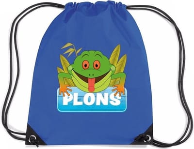 Plons de Kikker rijgkoord rugtas / gymtas - blauw - 11 liter - voor kinderen