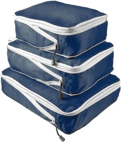 Opbergzakken Set - Reis Organisatoren - Kleding Opbergen - Compressie Verpakking - 3 Stuks - Blauw