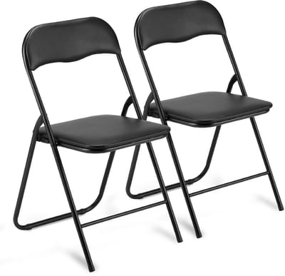 ADSafety Set van 2 Klapstoelen - Vouwstoelen - PVC - Eettafelstoelen - Opklapbare Stoelen - 46 x 50 x 81 CM - Stoelen - Zwart