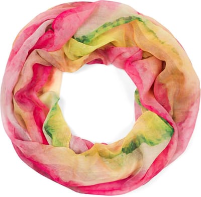 styleBREAKER Dames loopsjaal met kleurrijk aquarel kleurverlooppatroon, lichte zomerse colsjaal meerkleurig 01016220, geel-rood-groen, Eén Maat