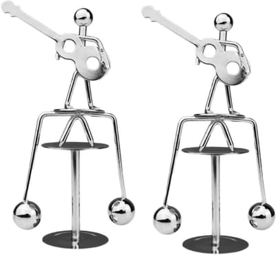 Creatieve Gitaar Beeldjes - Fysica Speelgoed - Bureau Decoratie - Stabiele Basis - 7.8x4x2.2CM - Zilver