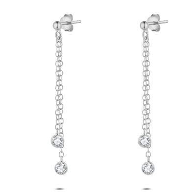 Twice As Nice Oorbellen in zilver, lange ketting met heldere stenen Zilverkleurig 00