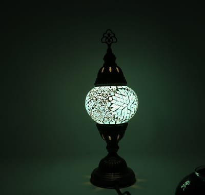 Turkse Lamp - Mozaïek Lamp - Tafellamp - Marokkaanse Lamp - Oosterse Lamp - Recht model - Ø 12 cm - Hoogte 30 cm - Authentiek - Handmade - Kleurrijk -