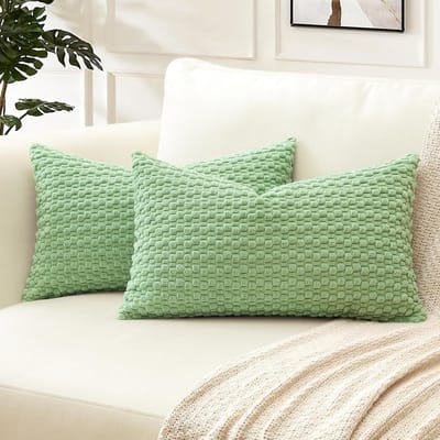 Rechthoekige Kussenslopen 30x50CM Effen Kleur Decoratieve Sierkussenhoes Corduroy Kussensloop voor Bank Woonkamer Donkergroen 40x40cm