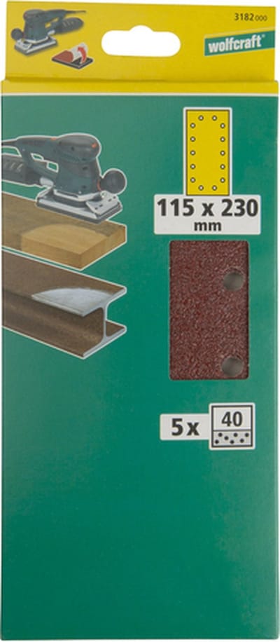 wolfcraft - Set zelfhechtende schuurstroken 5-delig, voor hout/metaal - 1990000
