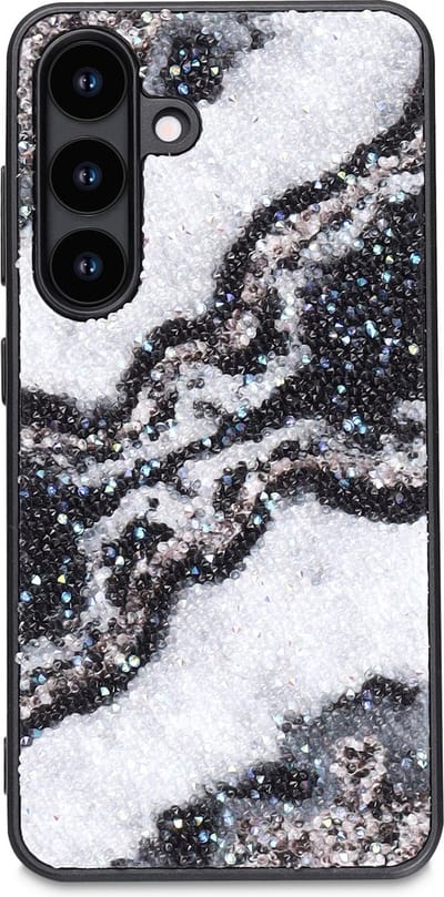 Casemania Hoesje Geschikt voor Samsung Galaxy A52 - Zwart - Diamant Marmer Glitter Back Cover