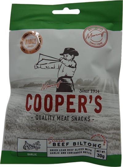 Cooper's Beef Biltong Garlic Flavour - 5 x 30 gram