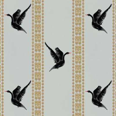 Behang Black Swan oud blauw