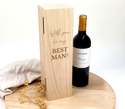 LUXE - Wijnkist - Getuige vragen - will you be my BEST MAN - Gepersonaliseerd cadeau - Wil je mijn getuige zijn - Geschenk - ZONDER fles - Wijn - Getuigen vragen huwelijk