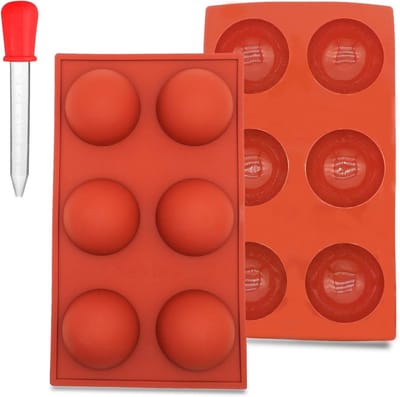 Grote Siliconen Bakvormen met 6 Holes in de Vorm van een Halve Bol - Ideaal voor Chocolade, Mousse, Jelly en Cupcakes Maken