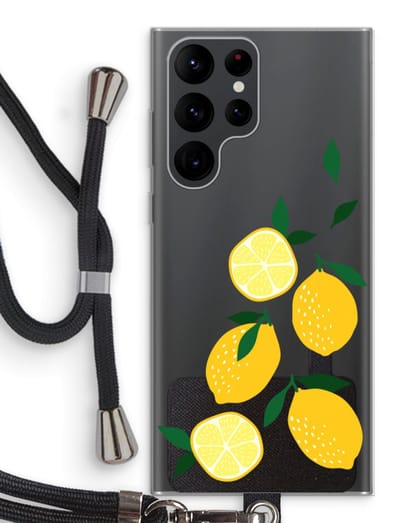 Case Company® - Hoesje met koord geschikt voor Samsung Galaxy S22 Ultra hoesje met Koord - You're my lemon - Telefoonhoesje met Zwart Koord - Bescherming aan alle Kanten en Over de Schermrand