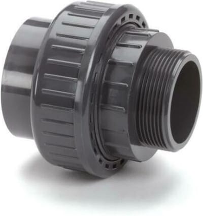 Druk PVC 3-delige koppeling - 25mm x 3/4 Buitendraad - 16 bar