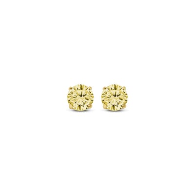 New Bling 9NBG-0568 Gouden Oorknopjes met Zirkonia 4mm - Geel - Rond - 14 Karaat - Goud