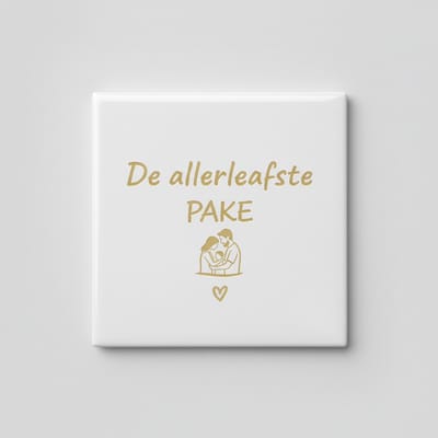 “De Allerleafste Pake” Tegel 15×15 cm – Friese Opa Waardering Keramisch Cadeau