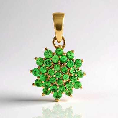 Cavill - Elegante Zilveren Hanger met 0,85ct Ronde Tsavoriet - 925 Sterling Zilver Verguld - Groene Edelsteen Sieraden