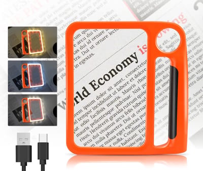 Dailygoods - Groot Leesvergrootglas - Handenvrij Vergrootglas - Verlicht - Oranje - Geschikt voor Ouderen - Voor Lezen en Reparaties