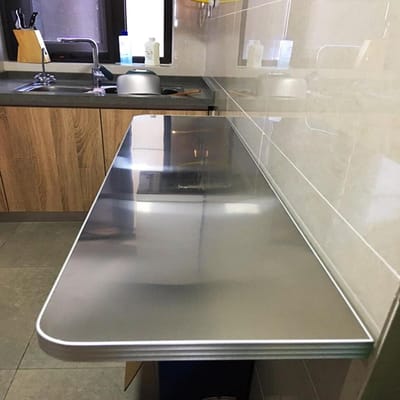 Klaptafel Wandmontage - Opvouwbaar Bureau - Ruimte Besparen - 304 Roestvrij Staal - L90 x B30 cm - Zilver