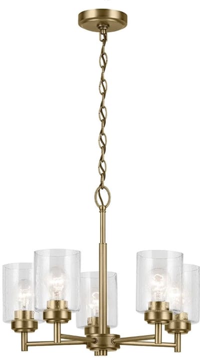 Kichler LED Kroonluchter | 5X E27 Max 60W | Natural Brass