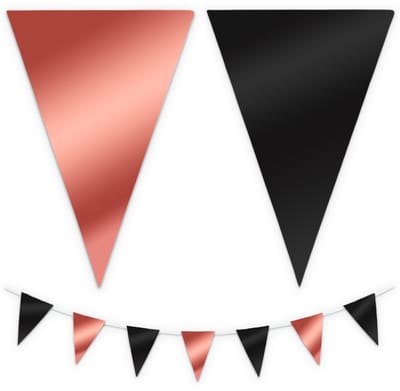 BTH - Slingers - Rosegoud-Zwart - Slingers Verjaardag - Vlaggenlijn - Verjaardag Versiering - Verjaardag - Vlaggetjes