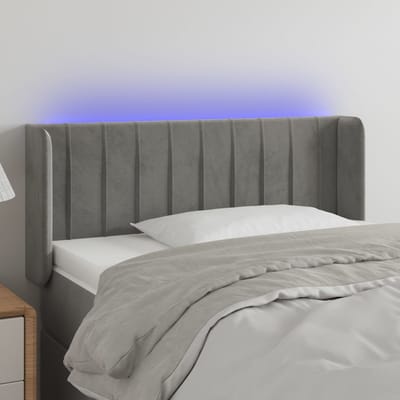 vidaXL - Hoofdbord - LED - 93x16x78/88 - cm - fluweel - lichtgrijs