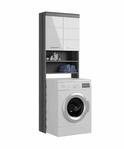 Scout wasmachine opbouw wit hoogglans MDF TZ rook zilver NB - 24x63x191cm