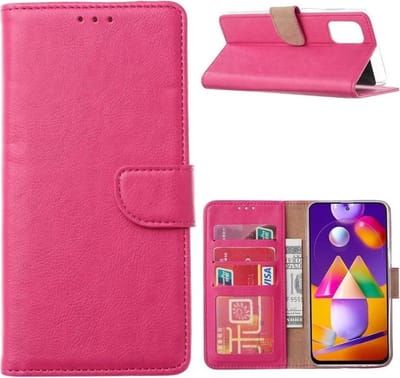 LuxeBass Hoesje geschikt voor Samsung Galaxy A42 - Bookcase Roze - portemonnee hoesje gsm hoesje - telefoonhoes - telefoonhoesjes