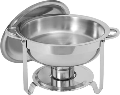 DIMICO - Chafing Dish - Buffetverwarmer - Voedselverwarmer met Brander - Horeca Buffetset - RVS - Zilver - 2-Delig - 4,5L