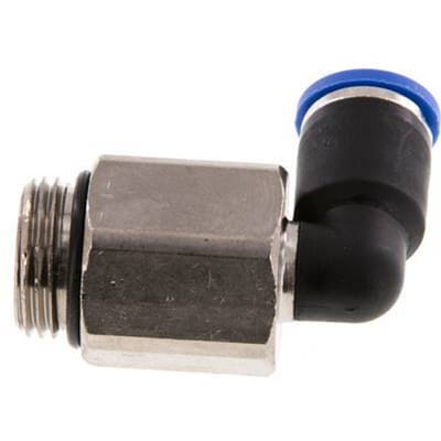 8mm x G3/8'' 90 graden L-verbinding Messing/PA 66 Insteekfitting Buitendraad Lange Huls Draaibaar NBR [2 Stuks]