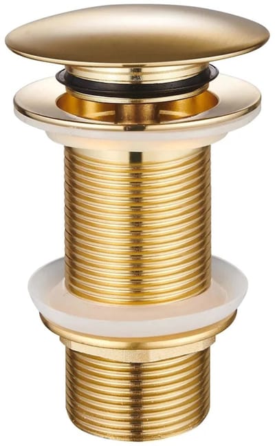 DutchLine Afvoerplug - Extra Lange Clickwaste 10cm – Geborsteld Messing Goud
