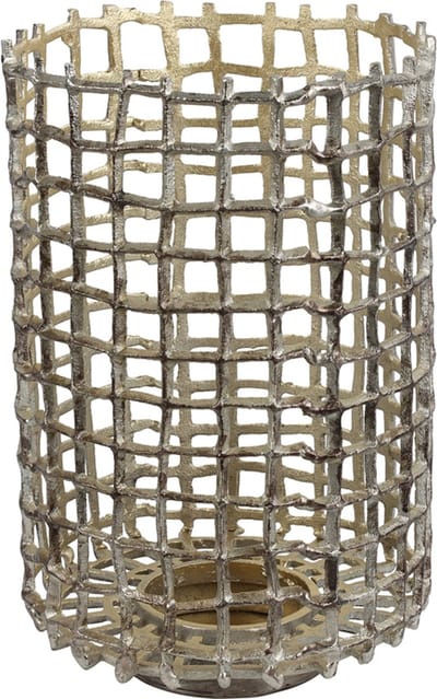 Theelichth Grid L antiek zilver