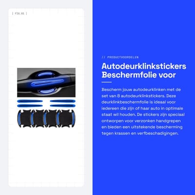 Dailygoods- Autodeurklinkstickers Set van 8 - Deurklink Bescherming - Krasbeschermingsfolie - Reflecterende Strips - Universele Toepassing - Fluorescerend Groen/Rood/Blauw/Geel/Wit - Deurklinkbescherming