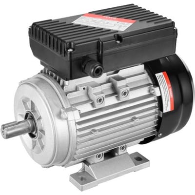 VEVOR 0,75 kW elektromotor 1400 tpm, AC 220~240 V 5,45 A, 80 B3 frame, luchtcompressormotor, eenfase, 19 mm spline-as, voorwaartse/achterwaartse rotatie voor landbouwmachines en algemene apparatuur