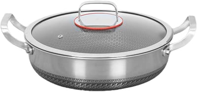 Sauteerpan met Deksel - Braadpan Koekenpan - Roerbakken Stoven Bakken - Dubbel Handvat - 26-30 cm - Zilver