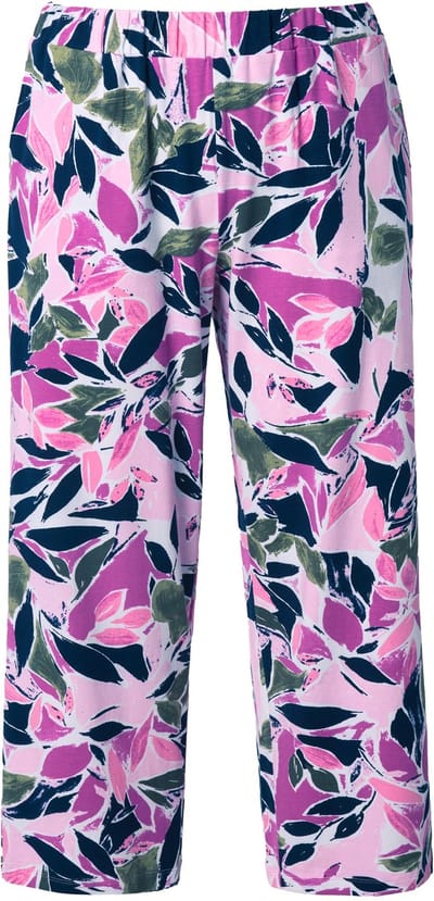 Ulla Popken - Dames - 7/8-jersey broek bloemen wijde pijpen - Roze - Maat 62+