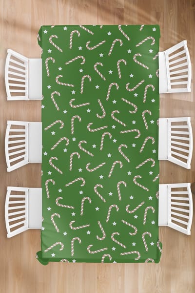 Kerst Tafelkleed - Kerstmis Decoratie - Tafellaken - Kerstmis - Patronen - Zuurstok - Sterren - 130x260 cm - Kerstmis Versiering - Tafeldecoratie Kerstmis - Kerstdecoratie tafel - Tafelversiering