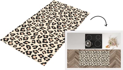 Keukenloper - Loper keuken - Dierenprint - Luipaard - Wit - 120x60 cm - Keukenloper vinyl
