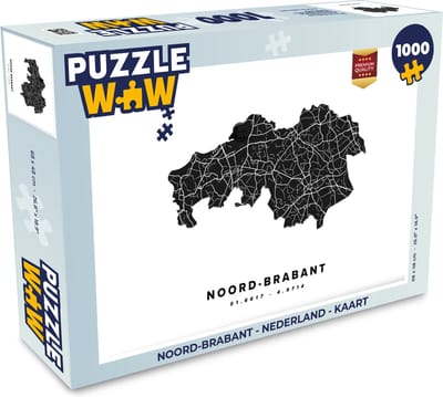 Puzzel Noord-Brabant - Nederland - Kaart - Legpuzzel - Puzzel 1000 stukjes volwassenen