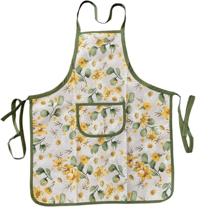 Schort - luxe gobelinstof - Solis - Gele bloemen - Margrietjes - 85 x 70 cm